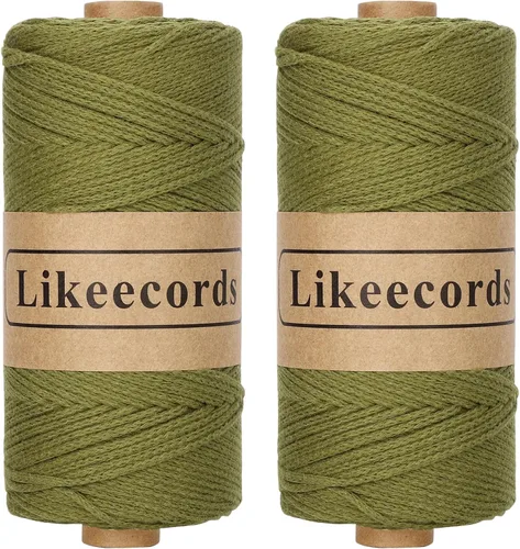 Miniatura 53 de Likeecords Cuerda de algodón 100% hilo de ganchillo de 0.079 pulgadas, cuerda trenzada de macramé, cuerda de macramé, hilo de ganchillo para regalo