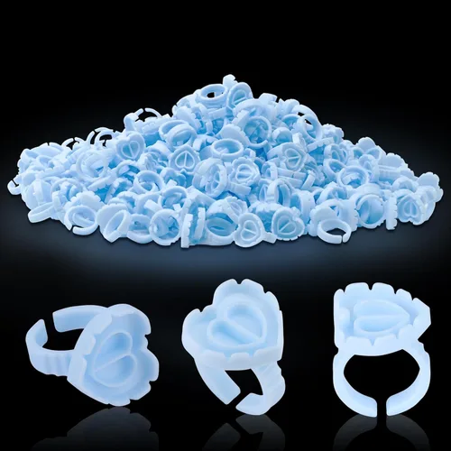 Miniatura 11 de Pretty memory - Anillos de pegamento para extensiones de pestañas, 100 unidades, anillos de pestañas inteligentes, con forma de corazón, soporte