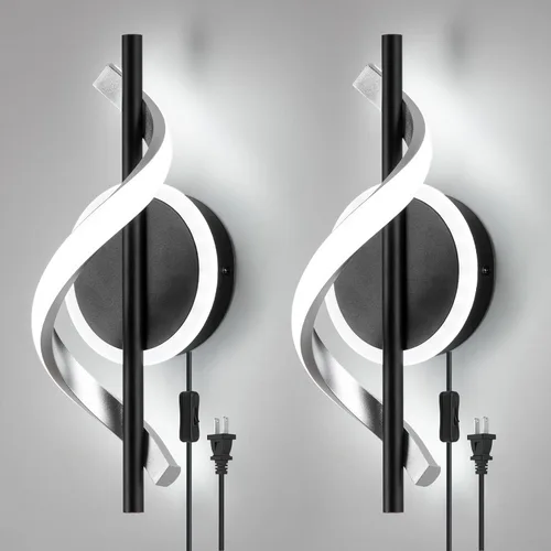 Miniatura 10 de EIDISUNY Apliques LED de pared para interiores, luces LED de montaje en pared de 12 W, lámpara de pared moderna en espiral, lámpara de pared de 3000