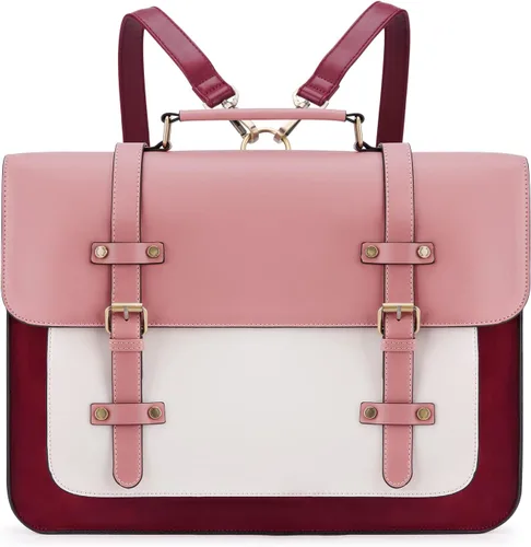 Miniatura 9 de ECOSUSI Bolsa de mensajero de cuero vegano para mujer, maletín de moda, bolso de mano para computadora