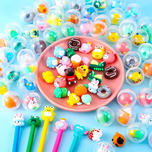 Miniatura 4 de 100 paquetes de cápsulas para máquina expendedora de bolas de goma con lindos juguetes de dibujos animados en miniatura, cápsulas pequeñas rellenas