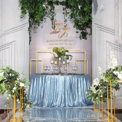 Miniatura 20 de Eternal Beauty Mantel de lentejuelas doradas de 120 pulgadas, mantel redondo brillante con purpurina para decoración de bodas, fiestas de cumpleaños
