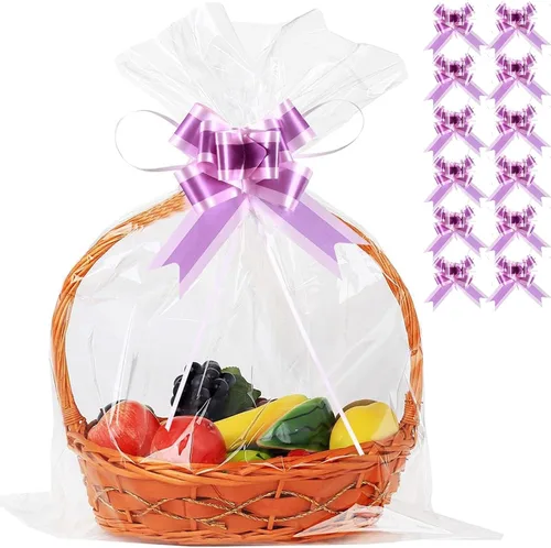 Miniatura 18 de UltraOutlet Paquete de 50 bolsas grandes de celofán de 18 x 24 pulgadas, cesta de regalo de celofán transparente, 2.3 mil de grosor, bolsas