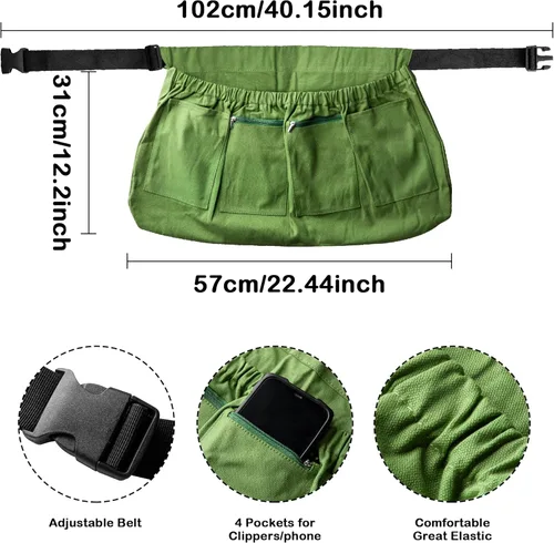 Miniatura 2 de codree Delantal de cosecha para jardín, delantal de recolección de verduras ajustable con 4 bolsillos para jardineros que recogen frutas Verde - 1