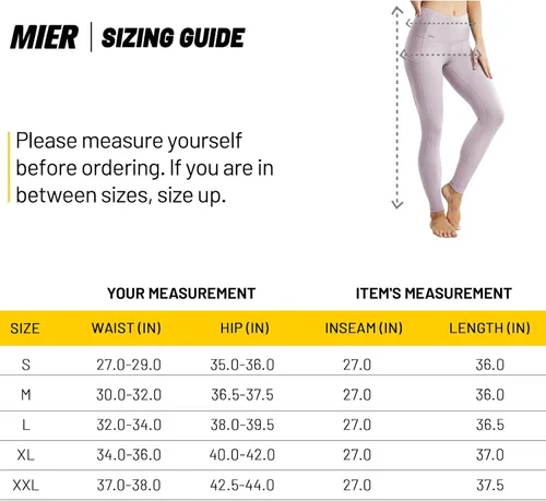 Miniatura 7 de MIER Pantalones de yoga de cintura alta para mujer, con bolsillos, control de abdomen, para correr, atléticos, de compresión, longitud completa