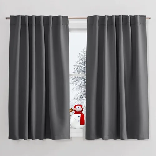 Miniatura 91 de PONY DANCE Cortinas cortas con aislamiento térmico para ventana pequeña, para guardería, baño, cocina, lavandería, caravana, sótano, 29 pulgadas