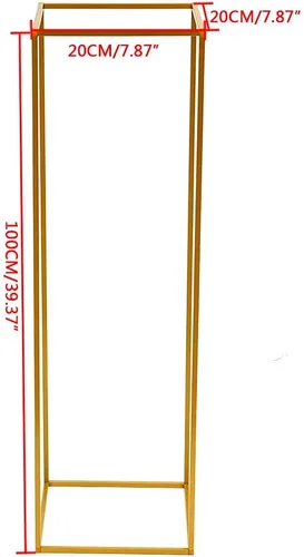 Miniatura 5 de Jarrones de flores, centros de mesa de boda para mesas, 2 piezas de metal dorado rectangular geométrico soporte de flores jarrón para decoración
