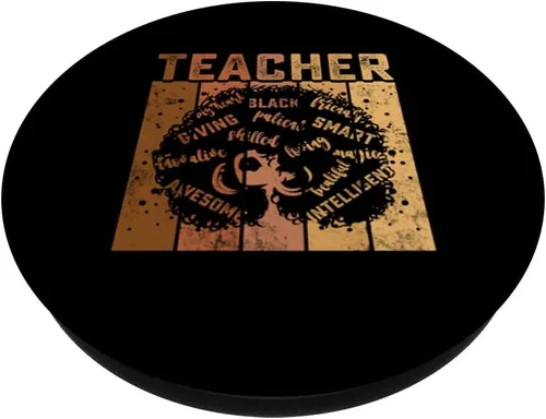 Miniatura 2 de Black Smart Teacher Afro Love Melanin African American Women PopSockets Swappable PopGrip