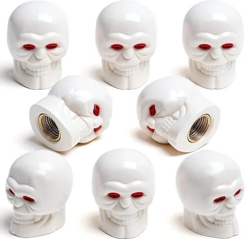 Miniatura 49 de 4 tapones de válvula de neumático estilo calavera, con anillo de goma O, cubiertas universales de vástago de válvula de neumático de núcleo de cobre