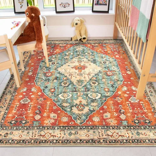 Miniatura 243 de Lahome Alfombra Bohemia Tribal Lavable de 3 x 5, Alfombras Antideslizantes para Entrada, Dormitorio, Sala de Estar, Vintage, Ultra Suave, No