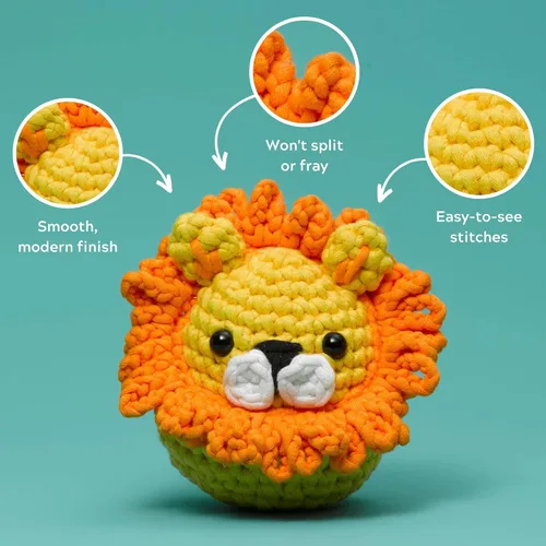 Miniatura 3 de Woobles Easy Peasy Hilo para Principiantes - Hilo de Ganchillo y Tejer - Mediano #4 Worsted - Mezcla de Algodón-Nailon Vamos a Ketchup Pronto