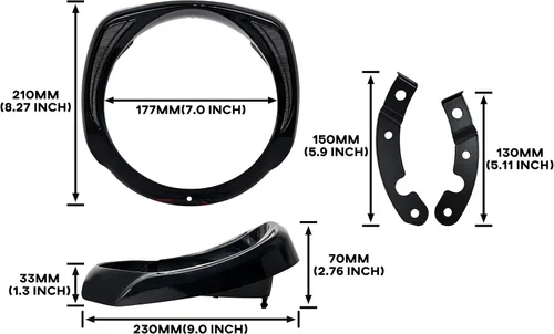 Miniatura 6 de Anillo de bisel de faros delanteros con LED DRL para Harley Touring, clip de bisel de faros delanteros negro, anillo de ajuste para Harley Street