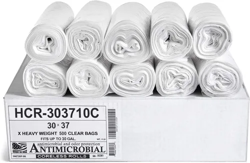 Miniatura 42 de Aluf Plastics Bolsas de basura de alta densidad, 10 galones, 1000 unidades, 6 micrones (eq), 24" x 24", transparentes, para baño, oficina