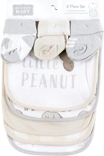Miniatura 248 de Hudson Baby Conjunto de babero y calcetines unisex de algodón para bebé