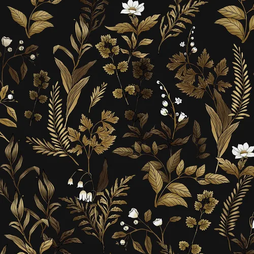 Papel Tapiz Floral Oscuro Despegar y Pegar, Patrón de Hojas Vintage Negro Dorado Autoadhesivo Removible para Dormitorio Gabinete Cocina, Papel de