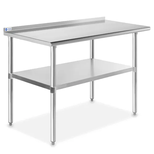 Miniatura 11 de Gridmann mesa de cocina comercial para trabajo y preparación, de acero inoxidable, con protector contra salpicaduras - 72" x 30".