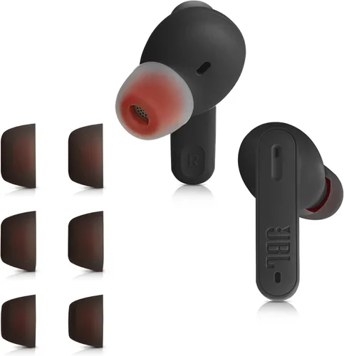 Miniatura 4 de kwmobile 6 almohadillas de repuesto compatibles con JBL Tune 230 NC TWS / T230NC - Puntas de silicona para auriculares, color negro