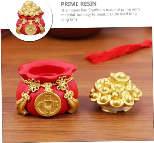 Miniatura 7 de LIFKOME 2 unids Lucky Money Bag Decoración Chino Tesoro Cuenca Bolsa de Dinero Estatua de Decoración de Pastel de Riqueza Como se muestra