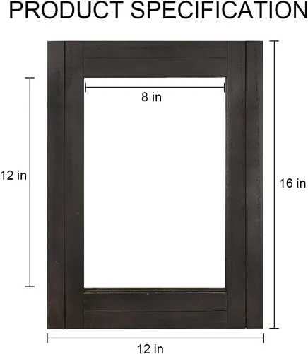 Miniatura 4 de Espejo de pared rectangular para baño, decoración de madera blanca envejecida con cuerda para colgar para decoración rústica del hogar, tocador
