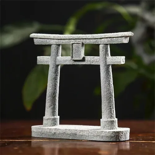 Miniatura 5 de livelyfish Estatua japonesa de la puerta sintoísta Torii, decoración asiática, figuras de pagoda de piedra arenisca para decoración de acuarios, L