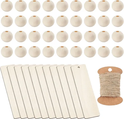 Miniatura 21 de NBEADS 100 piezas de madera sin terminar de 1.96 pulgadas con forma de anillos, adornos circulares, rebanadas de madera en blanco para pintura