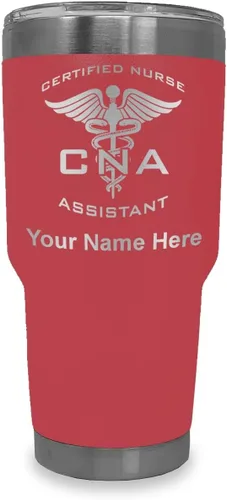 Miniatura 23 de LaserGram Vaso aislado al vacío de 20 onzas, asistente de enfermera certificada por CNA, grabado personalizado incluido (negro)