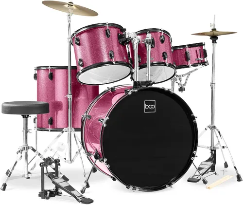 Miniatura 13 de Best Choice Products Juego completo de batería para adultos de 5 piezas con soportes de platillo, taburete, pedal de tambor, palos, piso Tom - negro