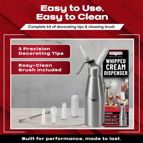 Miniatura 4 de Chef Master Dispensador de crema batida de acero inoxidable de grado profesional de 2 pintas