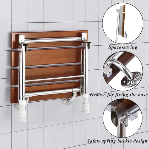 Miniatura 5 de Asiento de ducha plegable montado en la pared con patas, bancos de asientos de ducha, taburete silla para ducha interior, asiento de ducha plegable