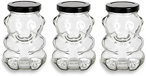 Miniatura 7 de Nakpunar - Tarros de vidrio en forma de oso de 9 onzas con tapas para miel, caramelos, alcancías (12, blanco)