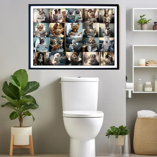 Miniatura 3 de Think2Master Pooping Dogs - Rompecabezas de 250 piezas con conmovedores cachorros y perros. Decoración perfecta para el baño, regalo de broma