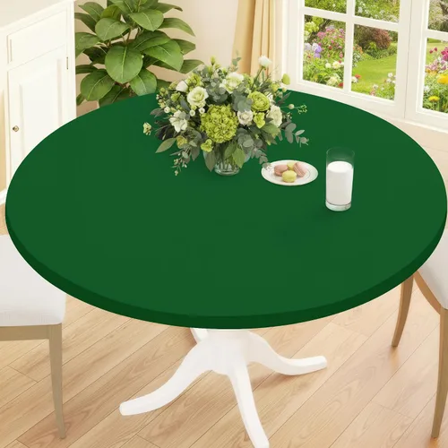 Miniatura 14 de Smiry Mantel Redondo de Spandex, Manteles Elásticos Ajustados Lavables para Mesas de 18"-24", Cubierta de Mesa de Pícnic Elástica Impermeable