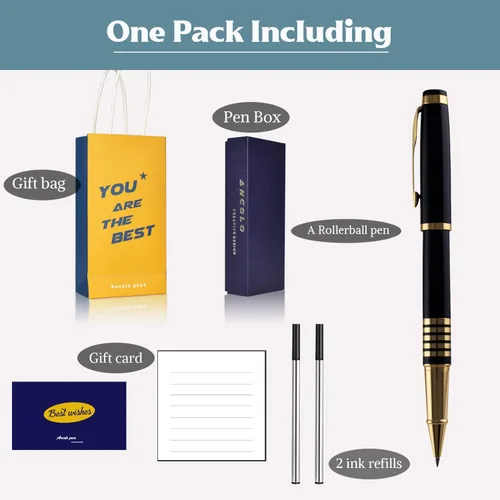 Miniatura 6 de Ancolo Juego de bolígrafos personalizados de lujo con bolsa para bolígrafos, tarjeta de regalo, grabado con tus nombres de mensaje, nombres