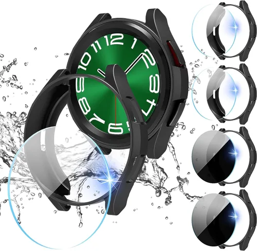 Miniatura 8 de Suoman Paquete de 4+4 fundas para Samsung Galaxy Watch 6 Classic de 1.772 pulgadas (1.850 in), protector de pantalla de privacidad de vidrio