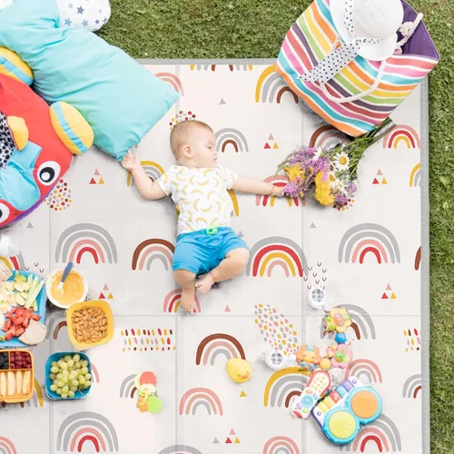 Miniatura 7 de Alfombra de Juego Plegable para Bebé, PIGLOG Alfombras Impermeables para Bebés y Niños Pequeños, Alfombra de Espuma Segura para Tiempo de Barriga