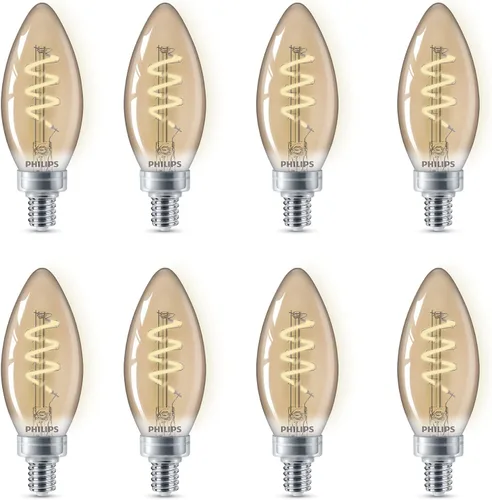 Miniatura 2 de PHILIPS LED Paquete de 8 bombillas vintage Edison de 25 W B11 en espiral ámbar (2000 K) 225 lúmenes (3.5 W = 25 W) regulables sin parpadeo