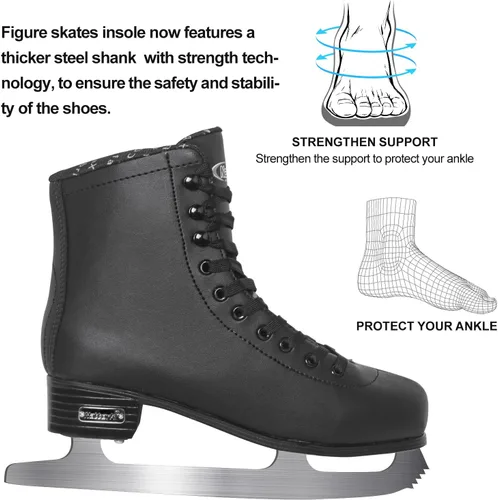 Miniatura 3 de Nattork Patines de Figura con Hojas de Acero Inoxidable de Excelencia para Patinaje sobre Hielo con Soporte Mejorado, Rendimiento de Fuerza