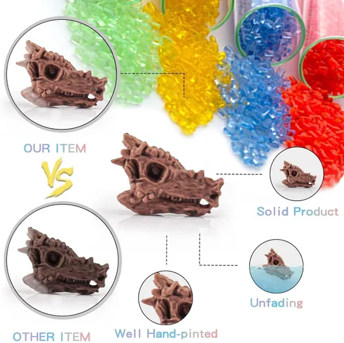 Miniatura 3 de LC JoyCre Juego de 11 piezas de mini huesos de dinosaurio realistas, cráneo T-rex para caja de arena, juguetes para niños, Carnotaurus