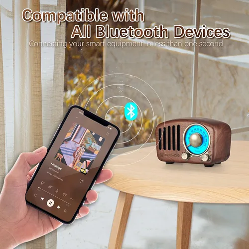 Miniatura 3 de Altavoz Bluetooth retro, radio FM Radio-Greadio vintage con estilo clásico antiguo, fuerte mejora de graves, volumen fuerte, conexión inalámbrica