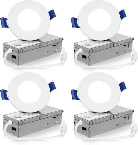 Miniatura 8 de Meconard Paquete de 4 lámparas de techo empotrables LED ultrafinas de 6 pulgadas, 3000 K/4000 K/5000 K seleccionables, regulables 12 W = 110 W, 1050
