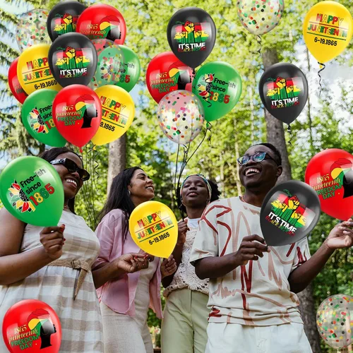 Miniatura 6 de 50 globos de látex para decoración de fiesta patriótica negra del Día de la Libertad, globos de látex para el Día de la Independencia Afro Americana