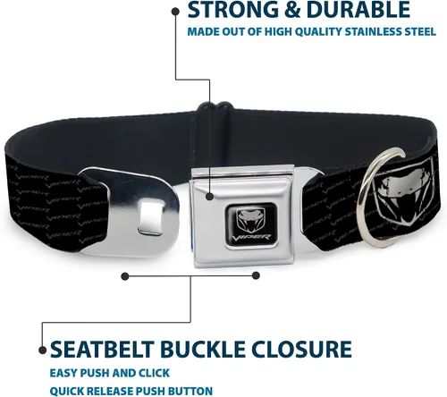Miniatura 4 de Buckle-Down Collar de perro con hebilla para cinturón de seguridad, Dodge Viper REPEAT con texto, 1 pulgada de ancho, se adapta a cuello de 9 a 15