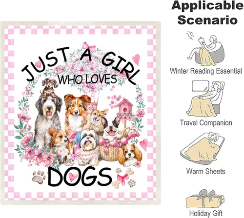 Miniatura 7 de Manta para Perros Cachorro Felpa Regalo para Niñas Mujeres Niños Perros Animales Amante Mantas Cómodas Ligeras Lindos Cachorros Mascota Sábana Suave