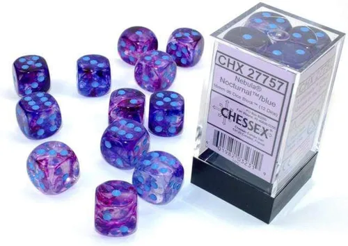 Miniatura 2 de Chessex Nebula 0.472 in d6 rojo/plateado con bloque de dados luminarios (36 dados)