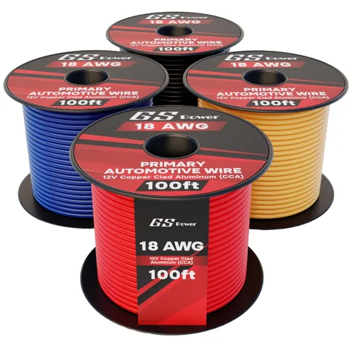 Miniatura 9 de GS Power Cable de calibre 10 CCA de 400 pies para automóvil, 4 colores de 100 pies por rollo, 10 AWG 12 V, cable eléctrico de altavoz flexible
