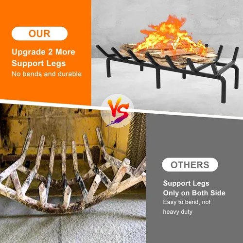 Miniatura 7 de Rejilla de Troncos para Chimenea, Soporte de Acero Sólido Resistente para Leña, Portador de Leña para Estufa de Hogar Interior, Brasero Exterior