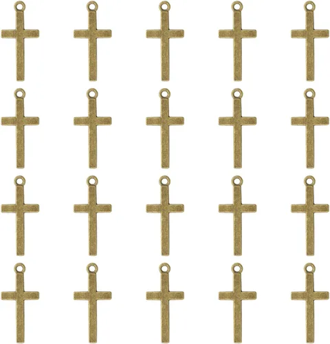 Shapenty Dijes pequeños de metal con dije de cruz para aretes, pulsera, collar, llavero, tiradores de cremallera, joyería para hacer manualidades,