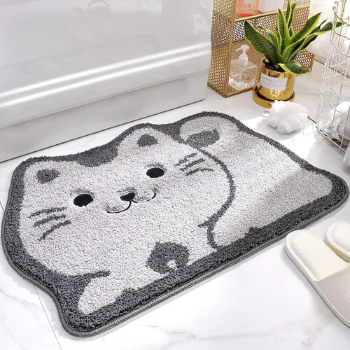 Miniatura 8 de Tapete de baño con diseño de animales, extra suave, absorbente, antideslizante, cómodo, tapete para bañera, ducha, baño, lavable a máquina, 20 x 31