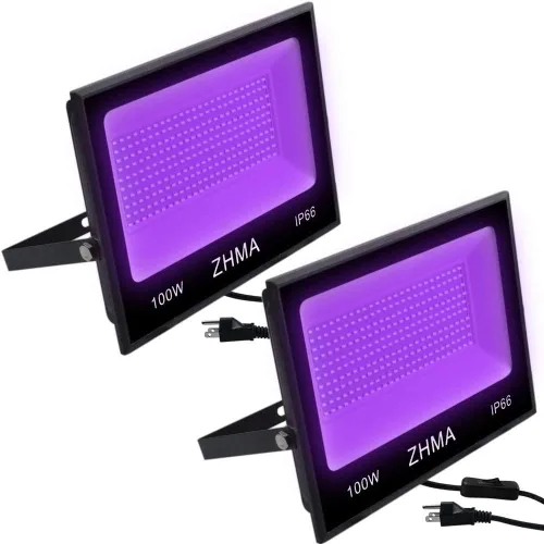 Luz negra LED de 100 W, resistente al agua IP66, para fiestas de luz negra en interiores y exteriores, iluminación de escenario, acuario, brillo
