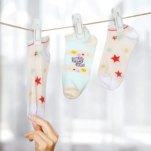 Miniatura 7 de Tinfol 40 clips de plástico para colgar – Clips de agarre fuerte, clip de falda de pantalón blanco, clip de dedo multiusos para perchas de ropa